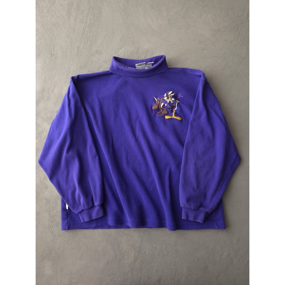 Vintage 90s ACME Clothing Purple Long Sleeve Turtleneck T-shirt Looney Tunes XL
